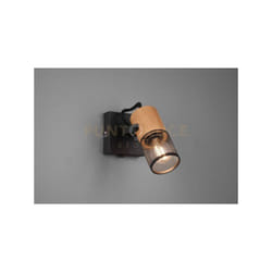 Trio - Faretto tosh Faretti e portafaretti cilindro gabbia metallo nero opaco e legno 804370132