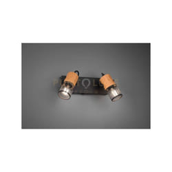 Trio - Faretto tosh barra 2 spots cilindri gabbia metallo nero opaco e legno 804370232
