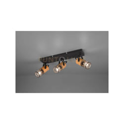 Trio - Faretto tosh barra 3 spots cilindri gabbia metallo nero opaco e legno 804300332