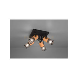 Trio - Plafoniera tosh 4 Faretti e portafarettis cilindri gabbia metallo nero opaco e legno 804300432