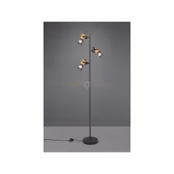 TOSH Lampade da terra 3 CILINDRI GABBIA METALLO NERO OPACO E LEGNO H. 150CM