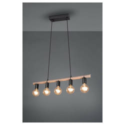 Einar Sospensione Barra Metallo Rivestita Con Corda 5 Luci L. 80cm