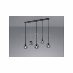 BALINI SOSPENSIONE LINEARE SFERE VETRO FUME' E METALLO ANTRACITE 5 LUCI L. 115CM