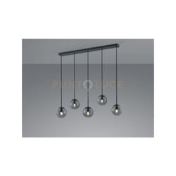 Sospensione lineare sfere vetro fume e metallo antracite 5 luci balini 308500542