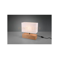 Trio Lighting - Lampada tavolo woody grande base legno naturale e paralume bianco R50181030