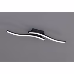 route plafoniera led 2 bacchette ondulate antracite l. 56cm luce calda colore: nero opaco/bianco materiale: metallo/vetro/pla ...