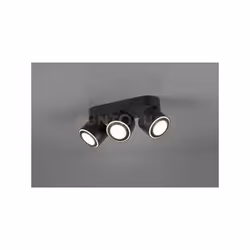 TAURUS BARRA 3 Faretti e portafarettiS LED METALLO NERO ORIENTABILE GIREVOLE BI-EMISSIONE INTERRUTTORI SEPARATI L. 27CM