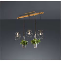 plant sospensione gabbia 3 luci metallo acciao anticato e corda 2 porta pianta l. 100cm plant sospensione gabbia 3 luci metal ...