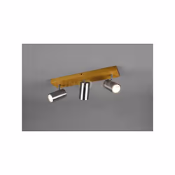 MARLEY BARRA 3 Faretti e portafarettiS CIL. ACCIAIO BASE LEGNO NATURALE L. 49,5CM