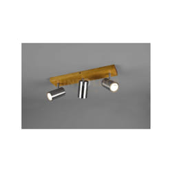 Trio Lighting - Barra marley barra 3 spots acciaio base legno naturale 812400307
