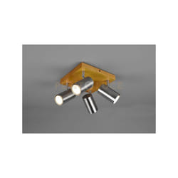 Trio Lighting - Plafonera marley 4 spots acciaio base legno naturale 812400407