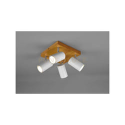 Trio Lighting - Plafonera marley 4 spots bianchi base legno naturale 812400431