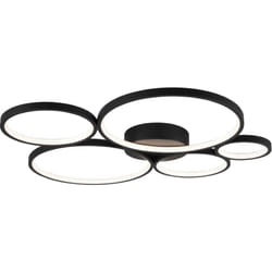 Trio Lighting - Plafoniera led, metallo, nero opaco, L59 cm, Rondo
