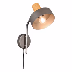 GAYA Applique GD Trio Gaya di GD Trio, applique metallo acciaio anticato con particolare in legno naturale h. 32cm Caratteris ...