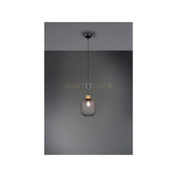 Trio - Sospensione calimero rete legno naturale metallo nero R30561032