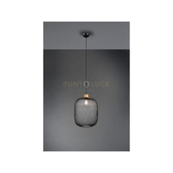 Trio - Sospensione calimero rete legno naturale metallo nero R30561932