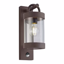 SAMBESI Applique GD Trio Sambesi di GD Trio, applique da esterno a lanterna con sensore di movimento in metallo ruggine h. 33 ...