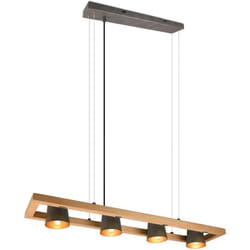 Lampada a sospensione 4 luci, metallo, nichel anticato e oro, l 100 cm, Bell