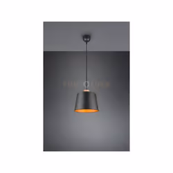 HARRIS SOSPENSIONE METALLO NERO INTERNO ORO CON PARTICOLARE IN LEGNO NATURALE D. 26CM