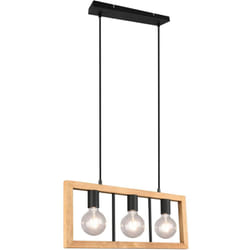 Trio - Lampada a sospensione 3 luci, legno e metallo, 60x150x8 cm, Agra