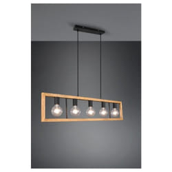 Trio - agra sospensione legno naturale e metallo nero 5 diffusori l. 100CM