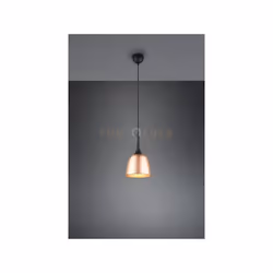 CHIRON SOSPENSIONE METALLO NERA DIFFUSORE OTTONE SATINATO D.20CM