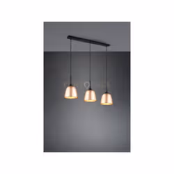 CHIRON SOSPENSIONE BARRA METALLO NERA 3 DIFFUSORI OTTONE SATINATO L.80CM
