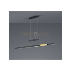 Trio - Sospensione trajan allungabile estensibile intensità dimmerabile l. 150CM nero e ottone 375310502
