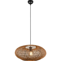 Trio - Lampada a sospensione, metallo e sisal, nero, d 52 cm, Hedda