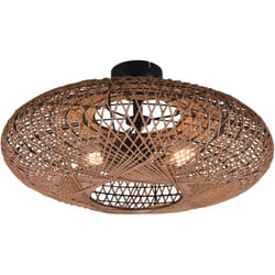 Plafoniera 2 luci, metallo e sisal, nero, D 52 cm, Hedda