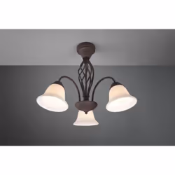 rustica plafoniera metallo ruggine con 3 diffusori vetro bianco d. 55cm rustica plafoniera metallo ruggine con 3 diffusori ve ...