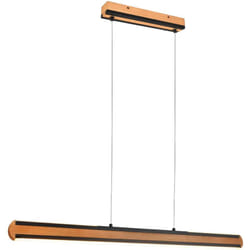 Trio - Lampada a sospensione bi-emssione, metallo e legno, nero, l 110 cm, Deacon