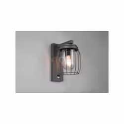 TUELA Applique a parete DA ESTERNO ANTRACITE CON GABBIA DIFFUSORE BIANCO IP44 CON SENSORE MOVIMENTO H. 28CM