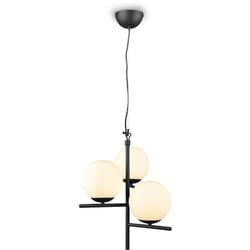 Lampada a sospensione 3 luci, metallo e vetro, nero e bianco, d 40 cm, Pure