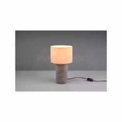 MALA LAMPADA DA TAVOLO CERAMICA MARRONE PARALUME BEIGE H.38CM