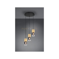 Sospensione robin vetro fumè e trasparente D.37cm 3 cilindri metallo ottone satinato 310630354