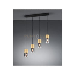 Sospensione robin vetro fumè e trasparente L.80,5cm 4 cilindri metallo ottone satinato 310600454