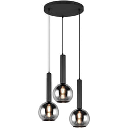 Trio Lighting - Lampada a sospensione 3 luci, metallo, nero opaco, D45 cm, Clayton
