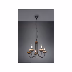 LIVIA LAMPADARIO METALLO NERO E ORO ANTICATO 5 LUCI D. 58CM
