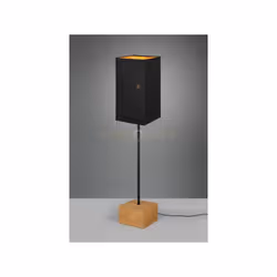 WOODY LAMPADA DA TERRA BASE LEGNO NATURALE ASTA METALLO NERO E PARALUME NERO H. 130CM