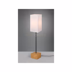 WOODY LAMPADA DA TERRA BASE LEGNO NATURALE ASTA METALLO NERO E PARALUME BIANCO H. 130CM