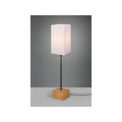 Reality Leuchten - Lampada woody base legno naturale asta metallo e paralume H.130cm bianco R40171030