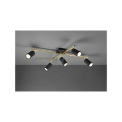 Plafoniera MARLEY 2 barre orientabili oro con 5 spots cilindri L.77,5cm nero 612400580
