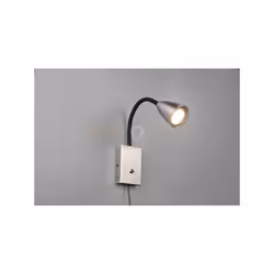 WANDA Applique a parete FLESSIBILE CON INTERRUTTORE METALLO ACCIAIO E NERO H. 24CM