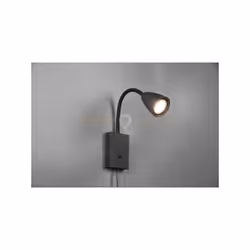 WANDA Applique a parete FLESSIBILE CON INTERRUTTORE METALLO ACCIAIO E NERO H. 24CM