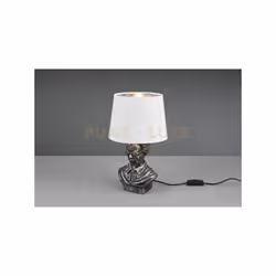 ALBERT LAMPADA DA TAVOLO METALLO ARGENTO ANTICAPTO CON PARALUME BIANCO H.36CM