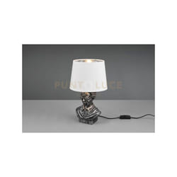 Trio Lighting - Lampada albert metallo argento anticapto con paralume bianco R50311088