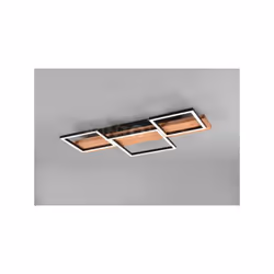 HARPER PLAFONIERA LED LEGNO NATURALE E METALLO NERO 3 QUADRATI CON REGOLAZIONE INTENSITA' CON NORMALE INTERRUTTORE A PARETE L ...