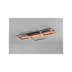 Trio Lighting - Plafoniera harper led legno naturale 3 quadrati con regolazione intensità L.65cm metallo nero 622910332