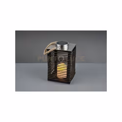 SANTANA LAMPADA DA APPOGGIO LED NERA DA ESTERNO IP44 SOLARE RICARICABILE CON SENSORE CREPUSCOLARE EFFETTO FIAMMA H. 28CM